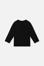 Long Sleeve Organic Cotton T-Shirt Black And Red - J20U73_09990