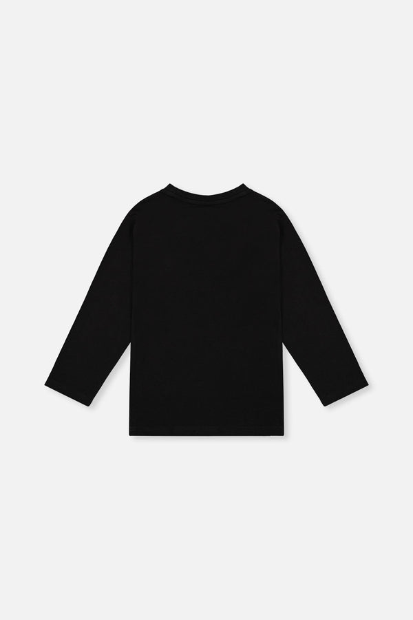 Long Sleeve Organic Cotton T-Shirt Black And Red - J20U73_09990