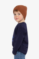 Long Sleeve Organic Cotton T-Shirt Dark Blue And Orange - J20U74_04810