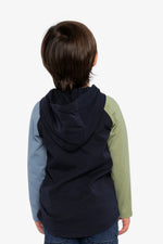Raglan Hooded T-Shirt Dark Blue And Green - J20U75_04810