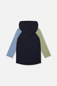 Raglan Hooded T-Shirt Dark Blue And Green - J20U75_04810