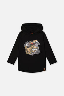 Raglan Hooded T-Shirt Black And Brown - J20U75_09990