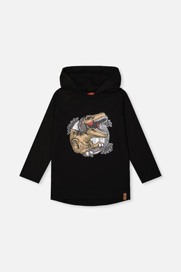 Raglan Hooded T-Shirt Black And Brown - J20U75_09990