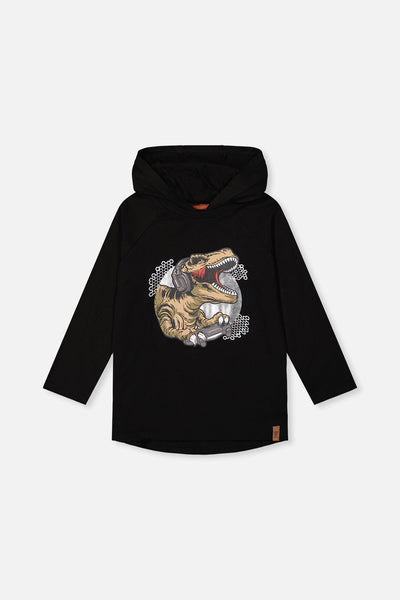 Raglan Hooded T-Shirt Black And Brown - J20U75_09990