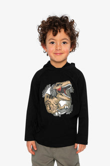 Raglan Hooded T-Shirt Black And Brown - J20U75_09990