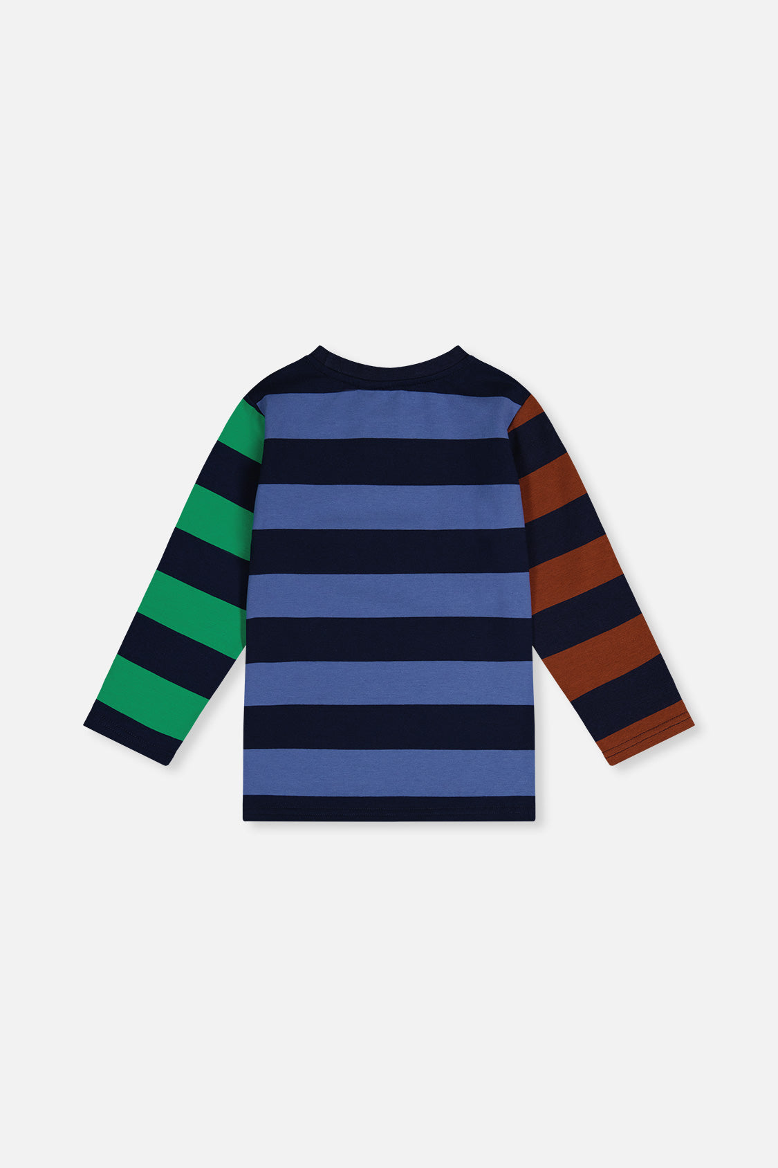 Large Striped Long Sleeve T-Shirt Blue, Green And Brown - J20U76_2J261