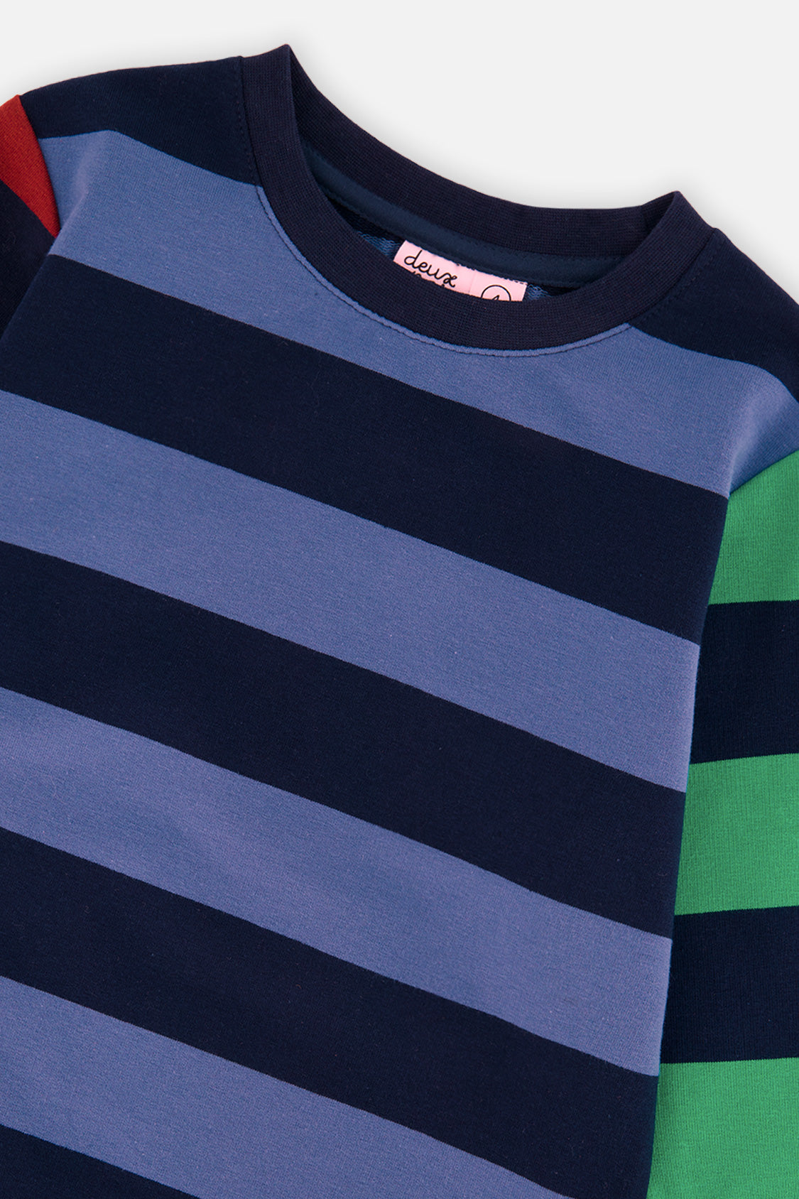 Large Striped Long Sleeve T-Shirt Blue, Green And Brown - J20U76_2J261