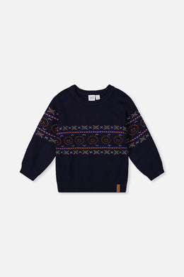 Jacquard Sweater Dark Blue - J20UT77_04810