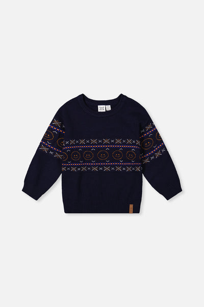 Jacquard Sweater Dark Blue - J20UT77_04810