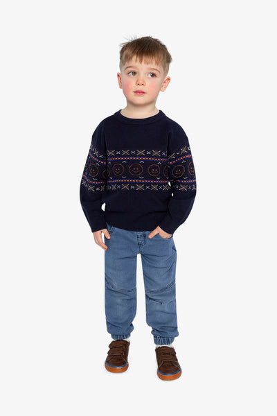 Jacquard Sweater Dark Blue - J20UT77_04810