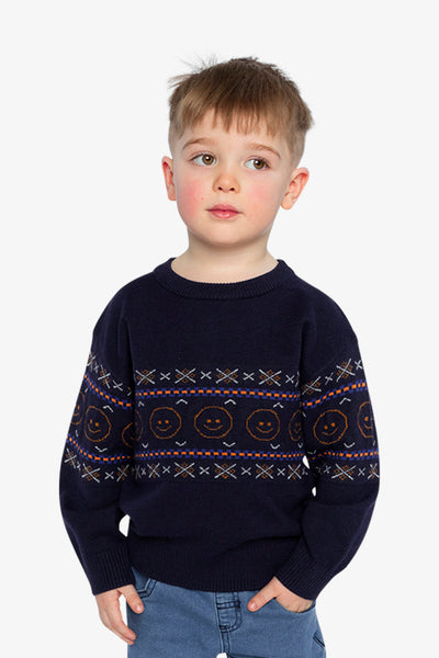 Jacquard Sweater Dark Blue - J20UT77_04810