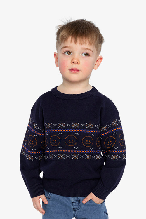 Jacquard Sweater Dark Blue - J20UT77_04810
