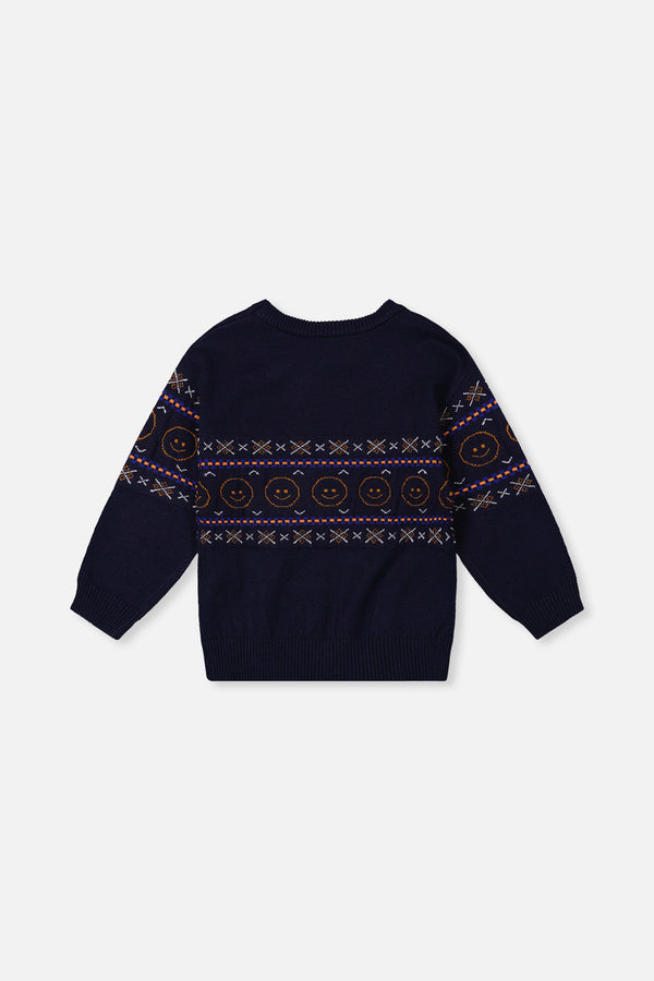 Jacquard Sweater Dark Blue - J20UT77_04810