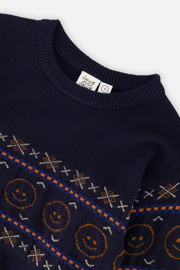 Jacquard Sweater Dark Blue - J20UT77_04810