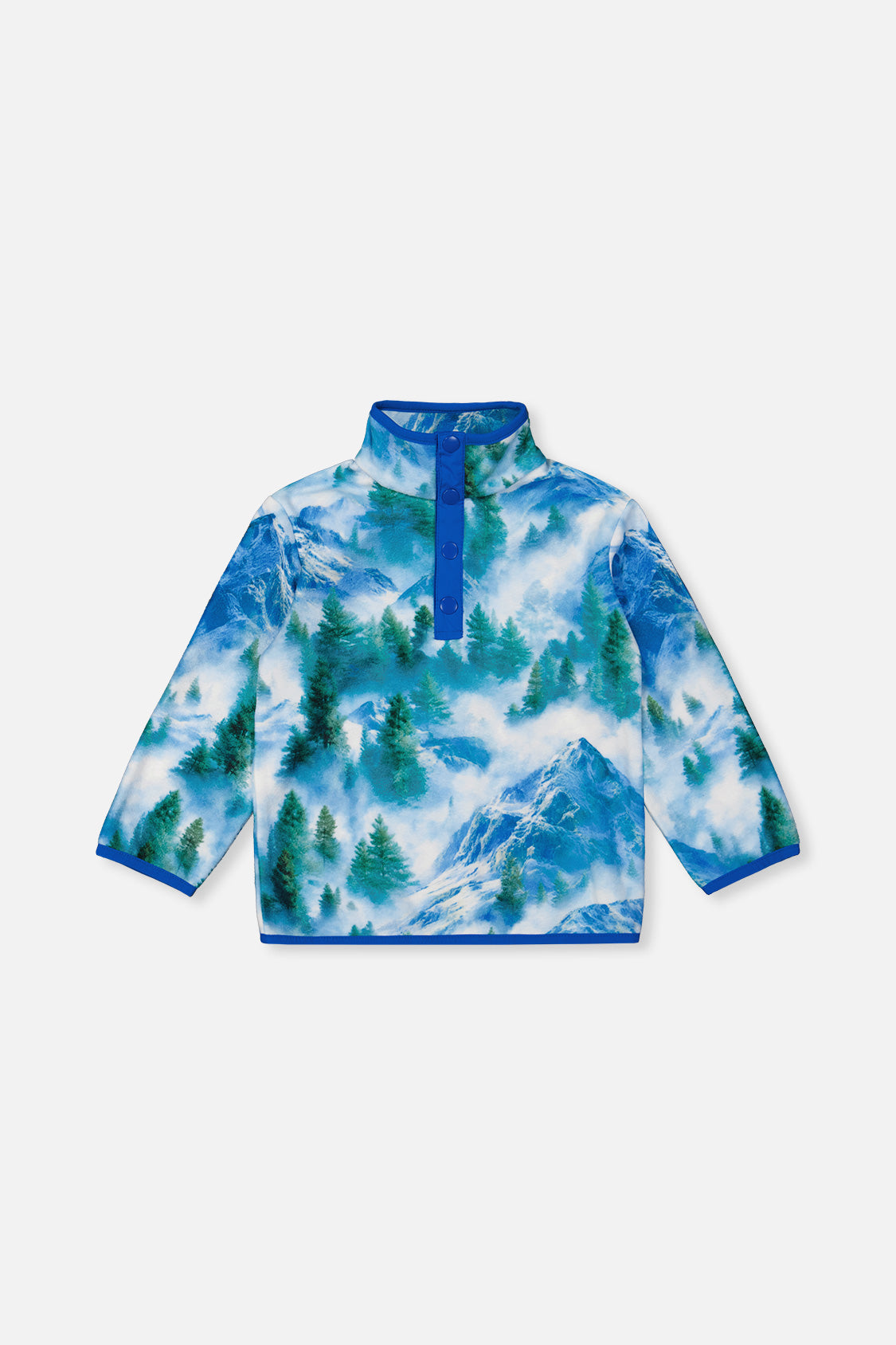 Mid-Season Plush Pop-Over Polar Jacket Blue Mountain Print