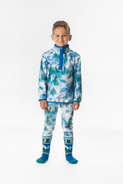 Mid-Season Plush Pop-Over Polar Jacket Blue Mountain Print