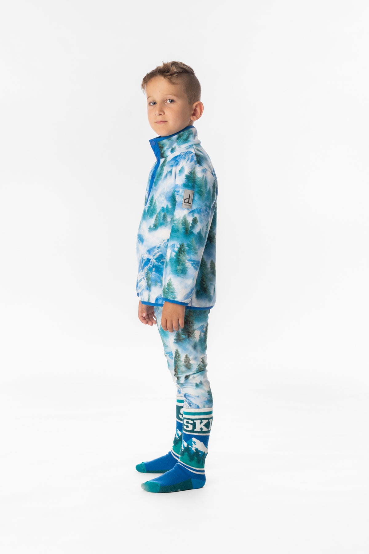 Mid-Season Plush Pop-Over Polar Jacket Blue Mountain Print
