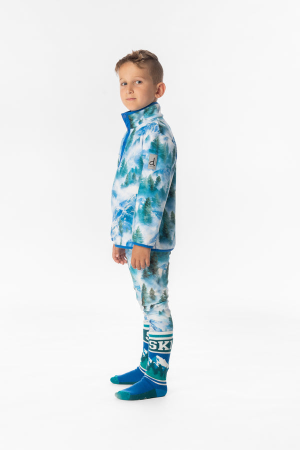 Mid-Season Plush Pop-Over Polar Jacket Blue Mountain Print