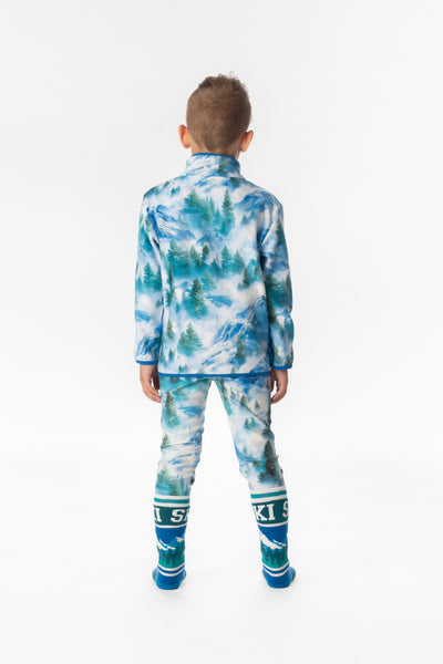 Mid-Season Plush Pop-Over Polar Jacket Blue Mountain Print