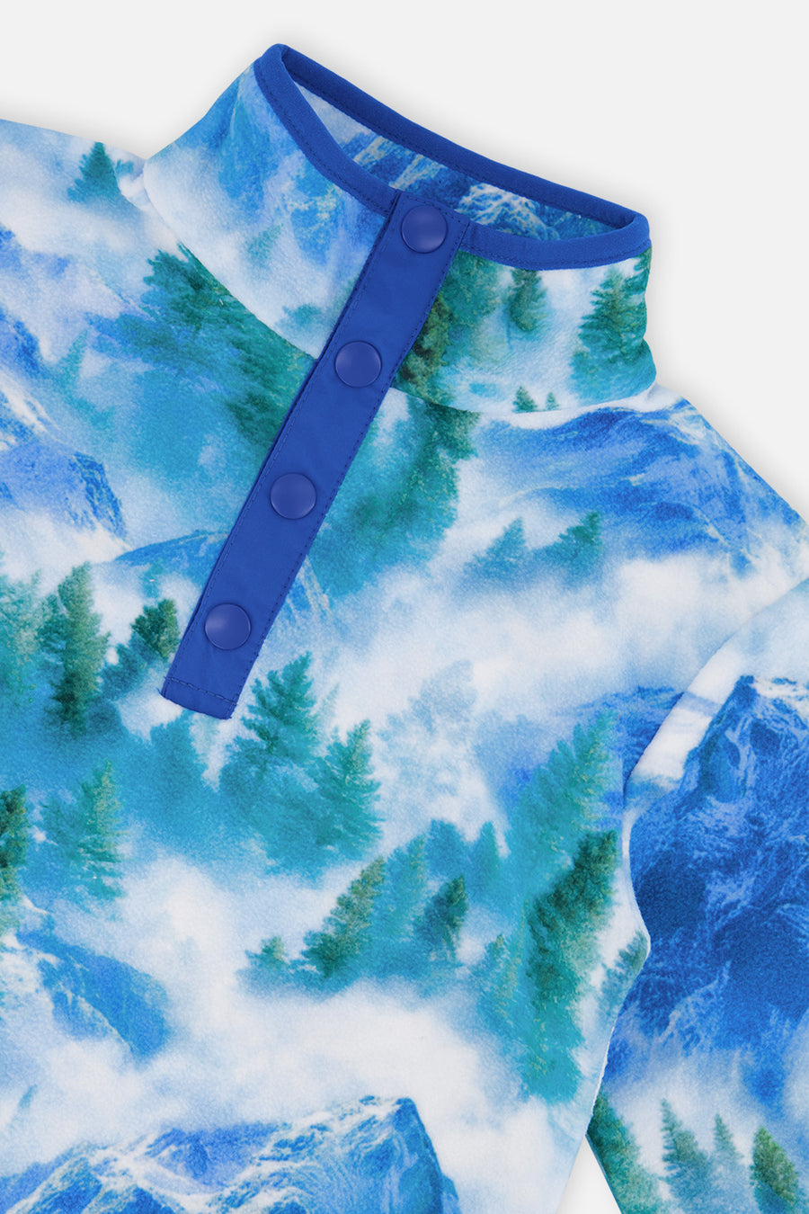 Mid-Season Plush Pop-Over Polar Jacket Blue Mountain Print