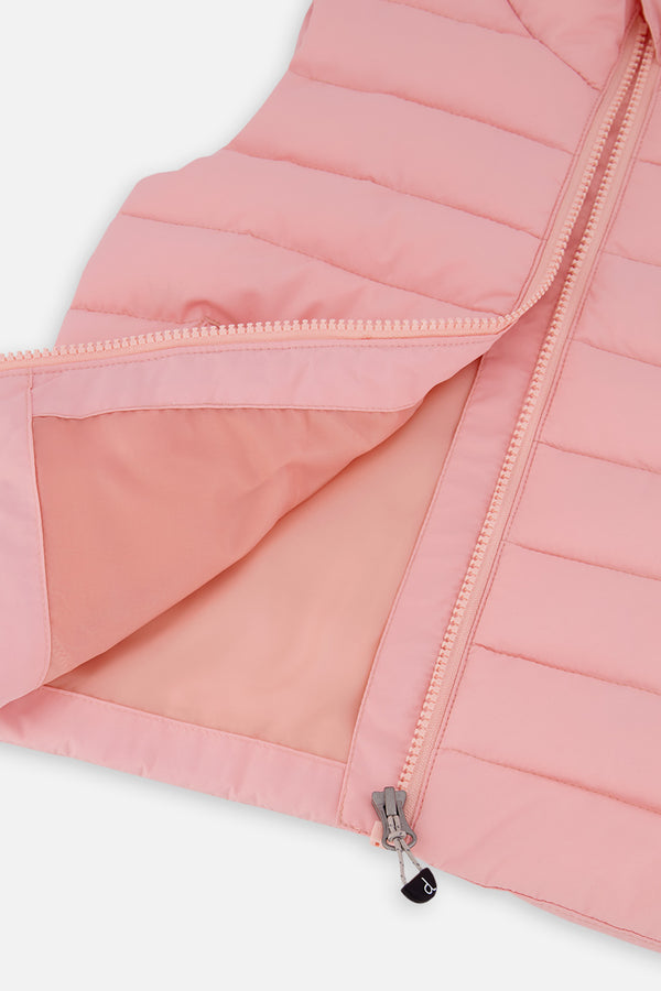 Veste sans manches mi-saison matelassée rose pâle