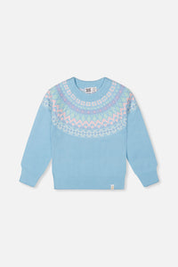 Pull en tricot avec jacquard nordique bleu clair