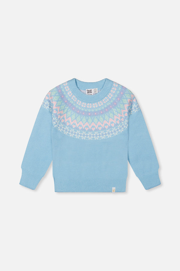 Knit Sweater With Nordic Jacquard Light Blue