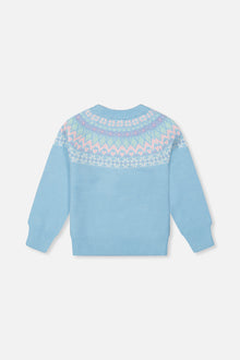 Strickpullover mit nordischem Jacquard-Muster in Hellblau