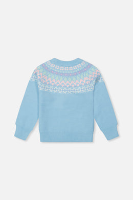 Strickpullover mit nordischem Jacquard-Muster in Hellblau