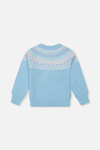 Knit Sweater With Nordic Jacquard Light Blue