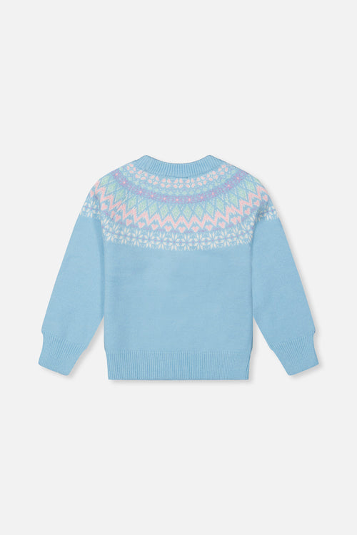 Strickpullover mit nordischem Jacquard-Muster in Hellblau