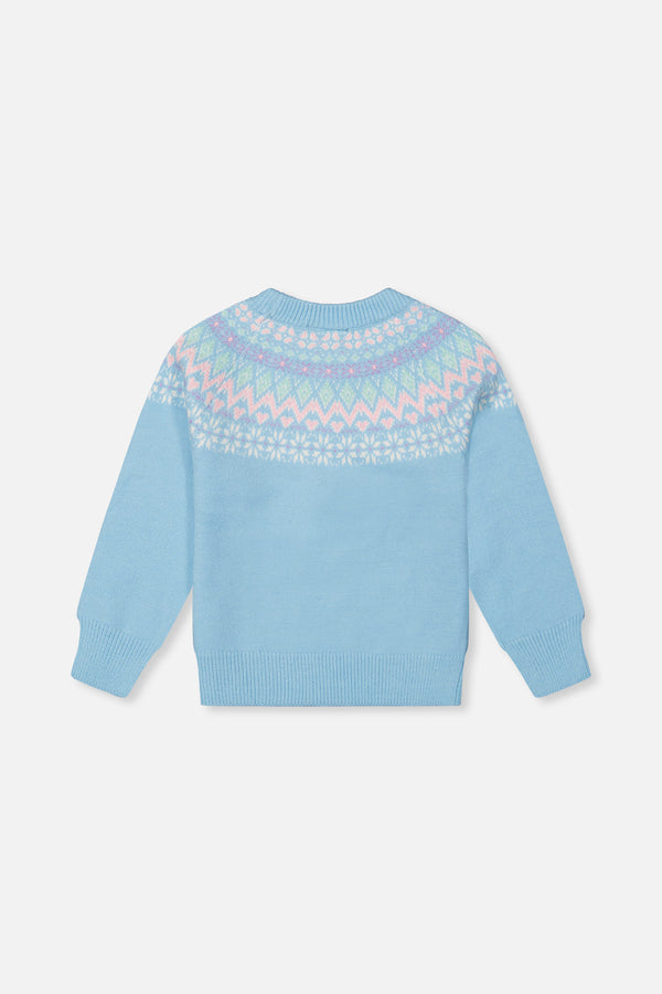 Knit Sweater With Nordic Jacquard Light Blue