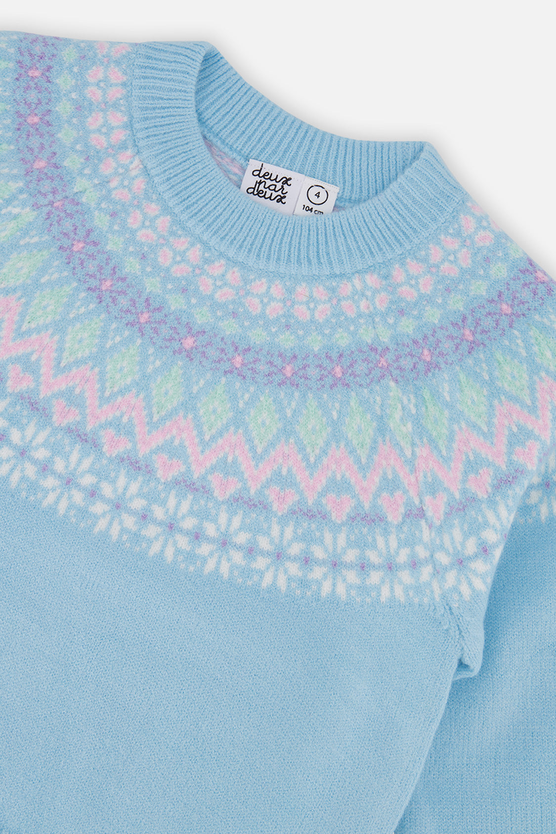 Knit Sweater With Nordic Jacquard Light Blue
