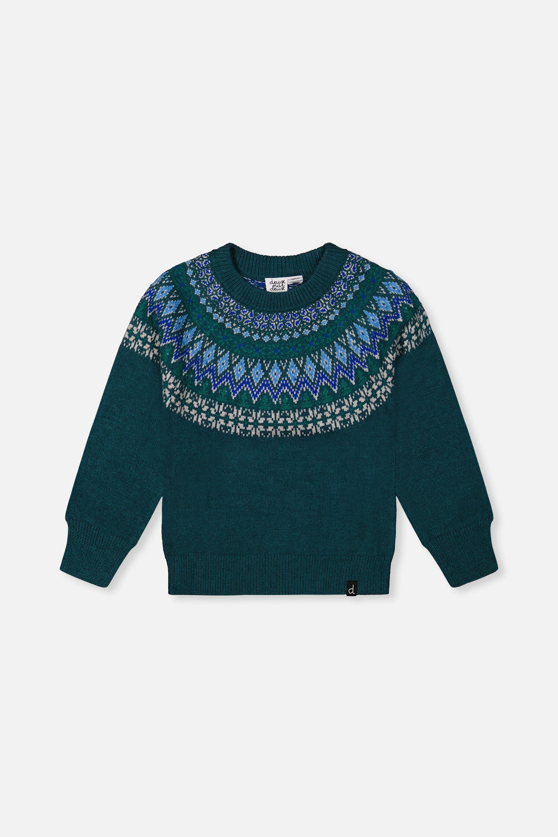 Knit Sweater With Nordic Jacquard Dark Green