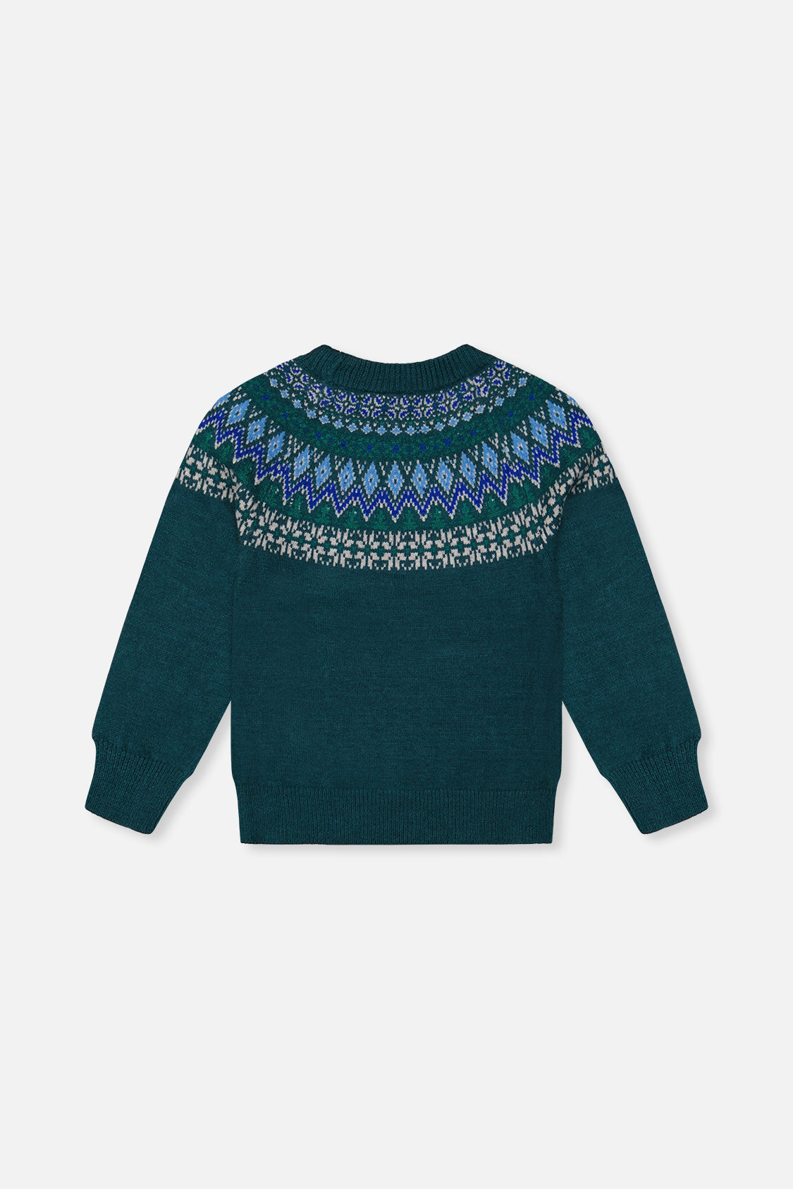 Knit Sweater With Nordic Jacquard Dark Green
