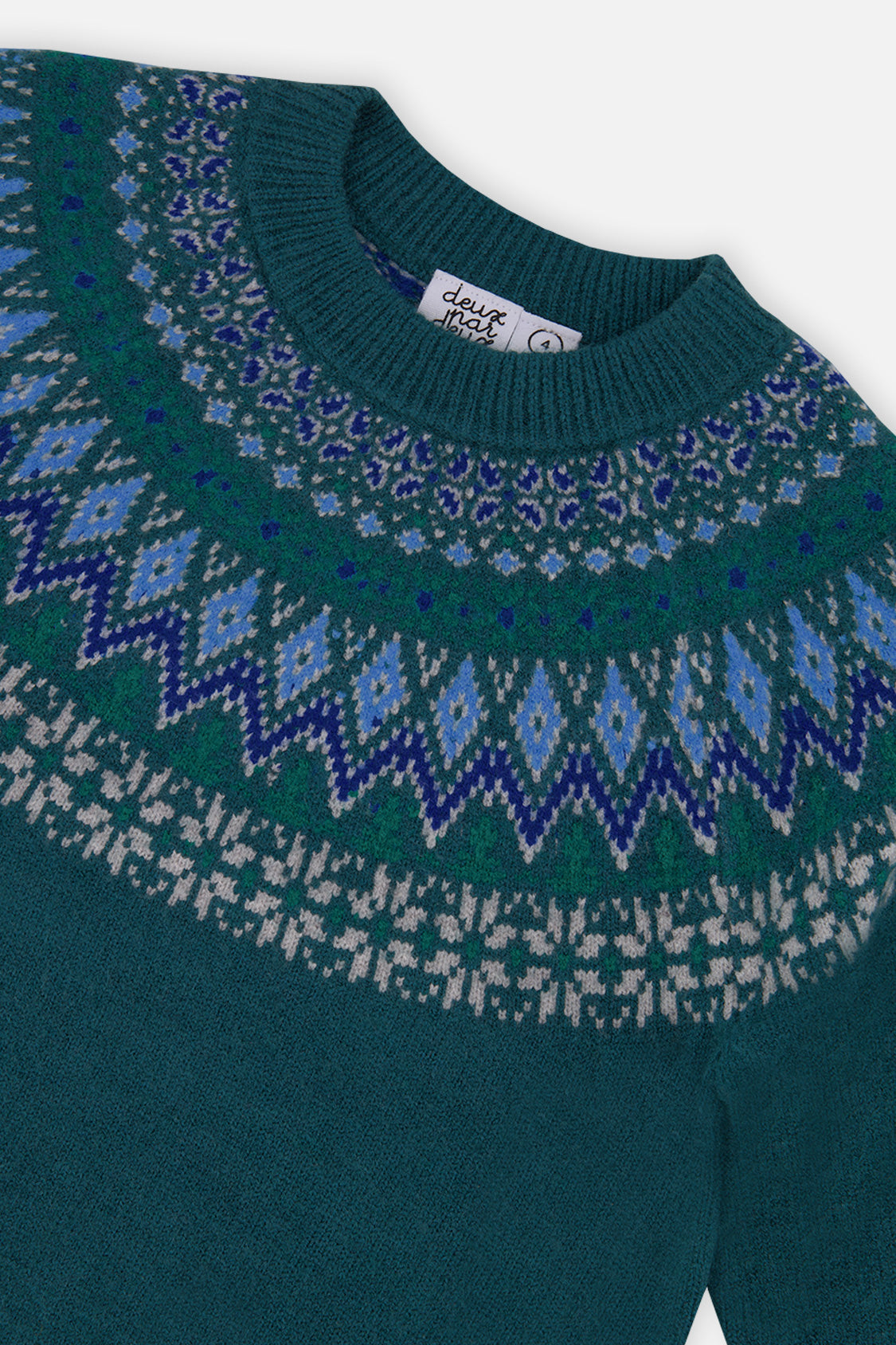 Knit Sweater With Nordic Jacquard Dark Green