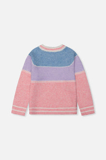 Sweater With Ski Jacquard Light Blue And Light Pink