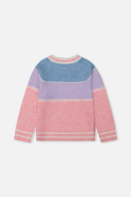 Sweater With Ski Jacquard Light Blue And Light Pink