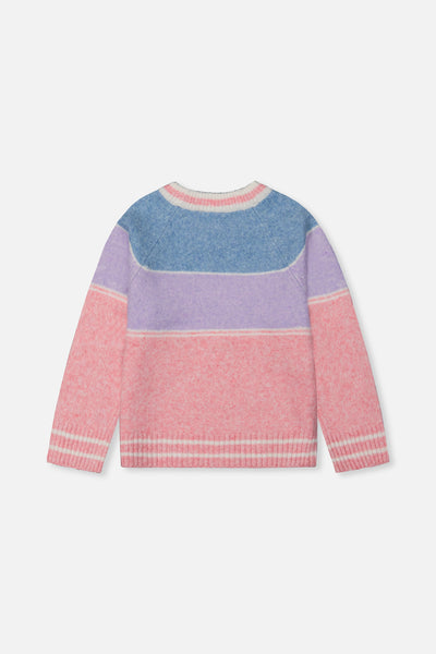 Sweater With Ski Jacquard Light Blue And Light Pink