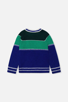 Sweater With Ski Jacquard Dark Blue And Dark Green