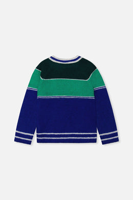 Sweater With Ski Jacquard Dark Blue And Dark Green