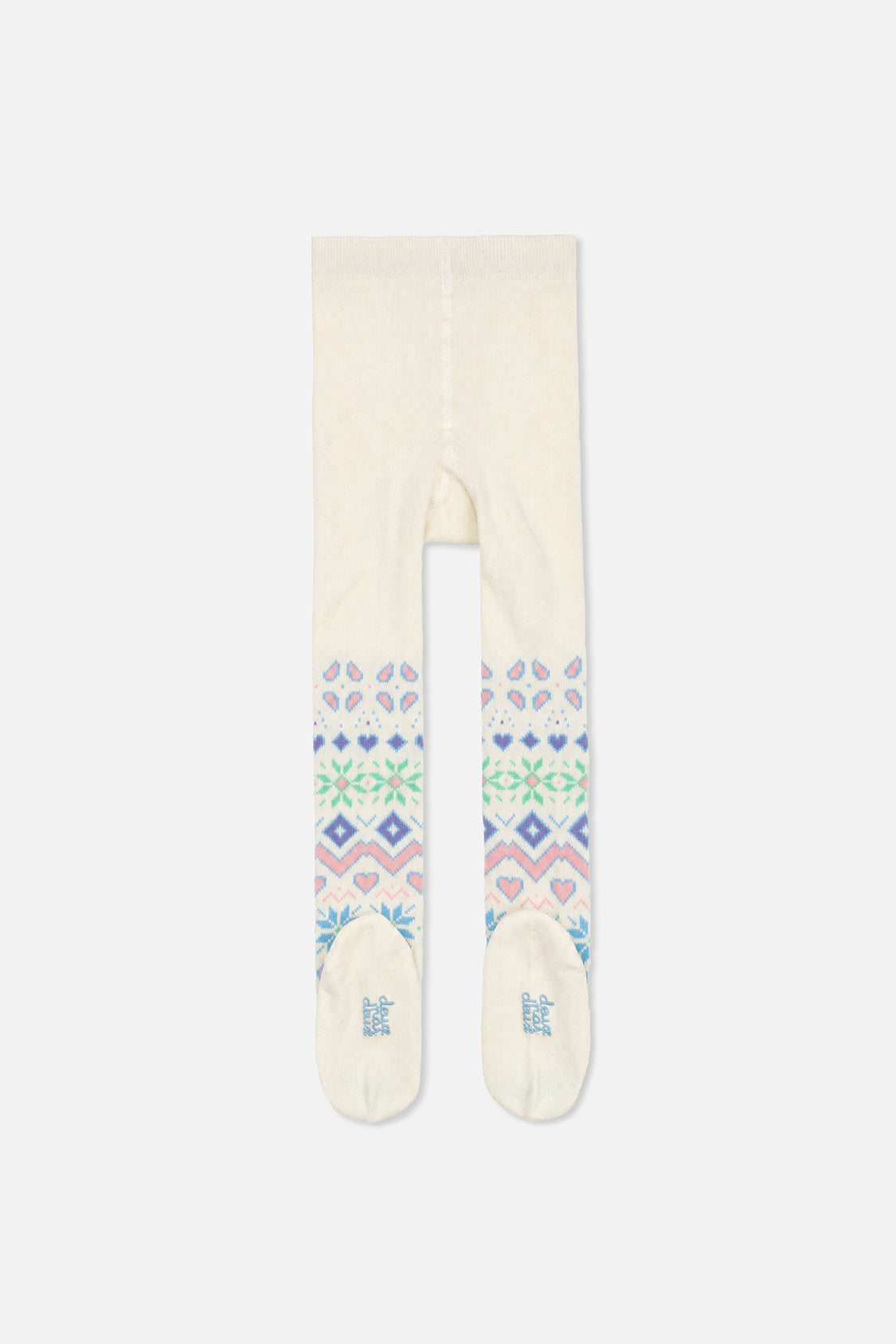 Collants en tricot beige et multicolore