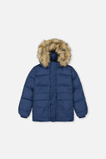 Winter Jacket With Faux-Fur Hood Dark Blue - J20W55_04013