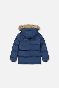 Winter Jacket With Faux-Fur Hood Dark Blue - J20W55_04013