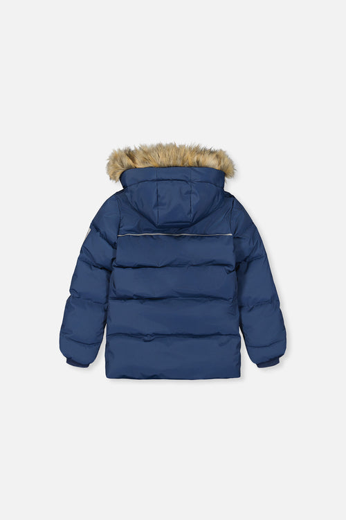 Winter Jacket With Faux-Fur Hood Dark Blue - J20W55_04013