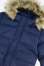 Winter Jacket With Faux-Fur Hood Dark Blue - J20W55_04013
