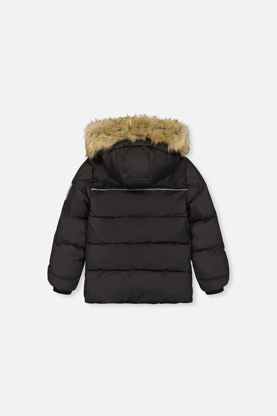 Winter Jacket With Faux-Fur Hood Black - J20W55_09990