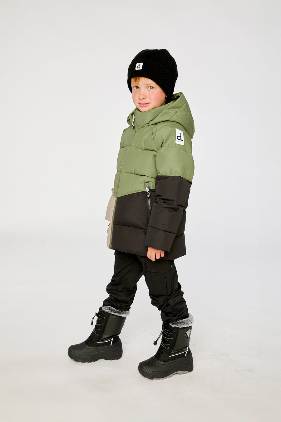 Color-Block Winter Jacket Olive Green
