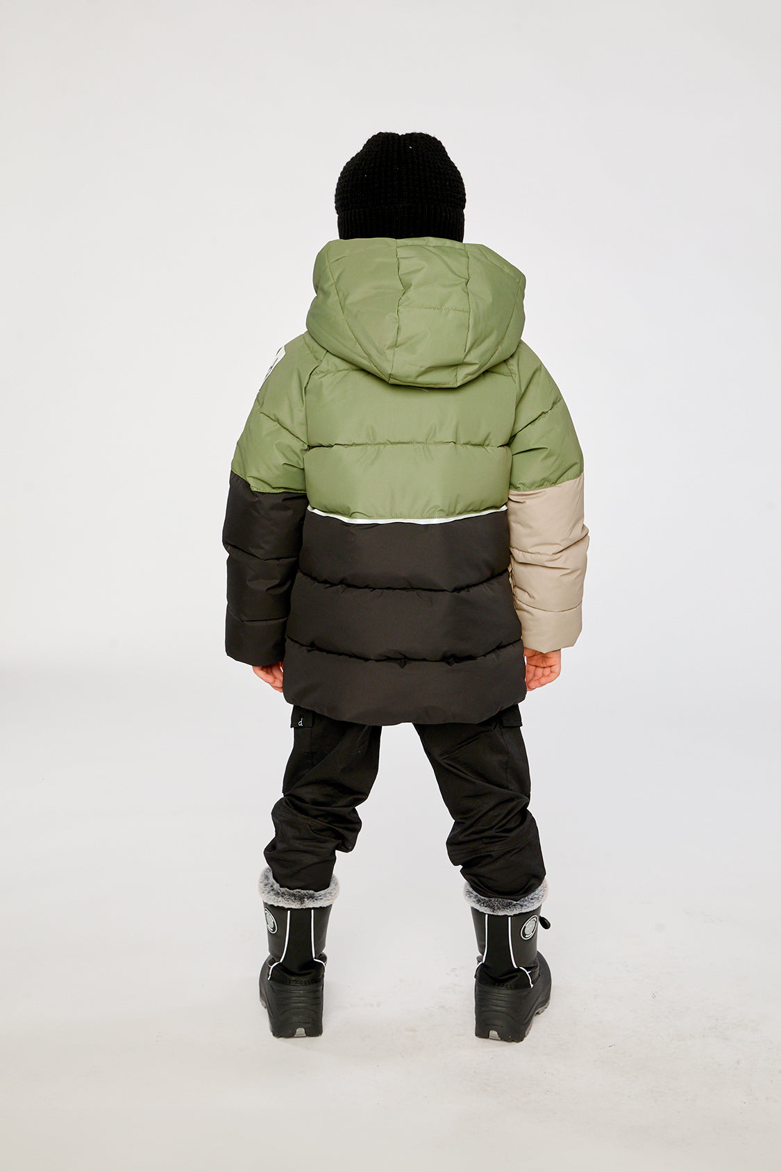 Color-Block Winter Jacket Olive Green