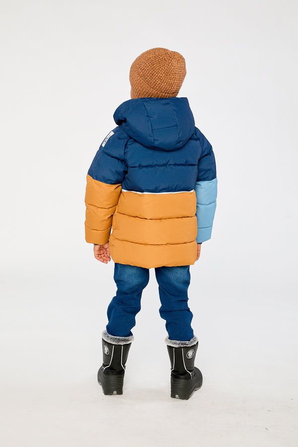 Color-Block Winter Jacket Dark Blue